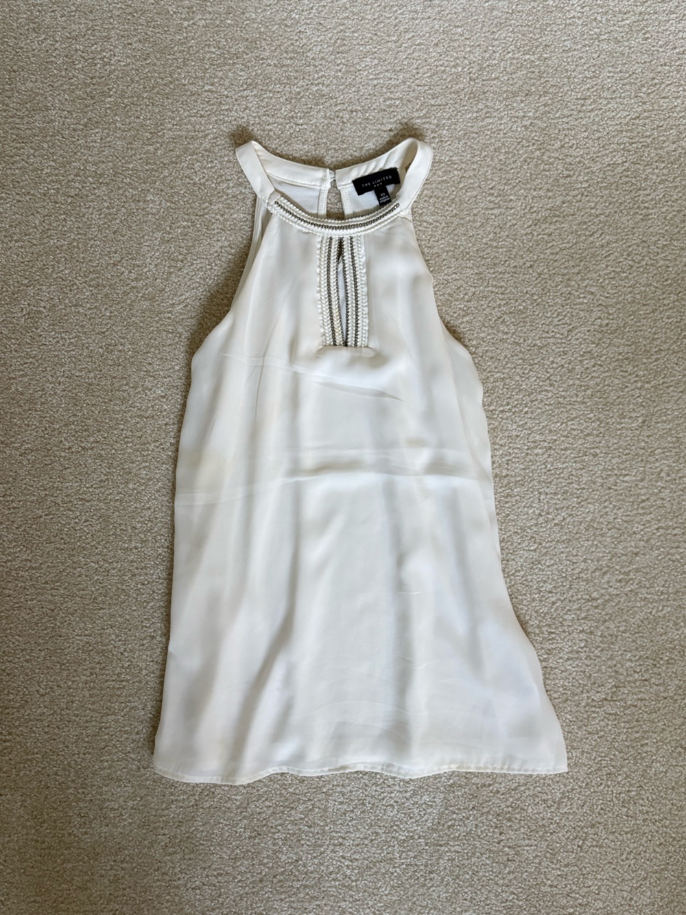 The Limited White Beaded Halter Top